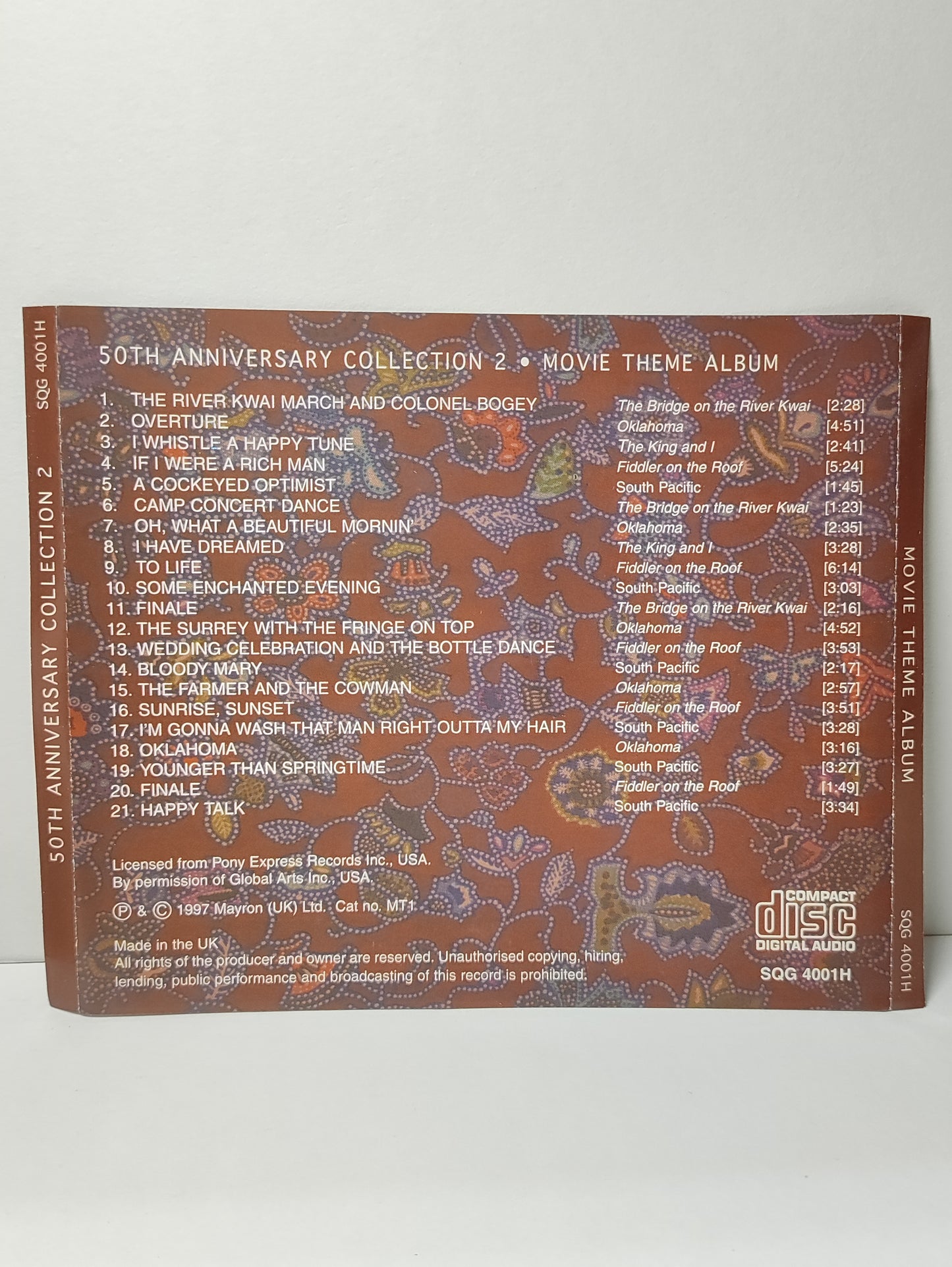 AMM25 SIA Singapore Airlines 50th Anniversary Collection 2 Movie Theme Album 1997 English CD FCP040