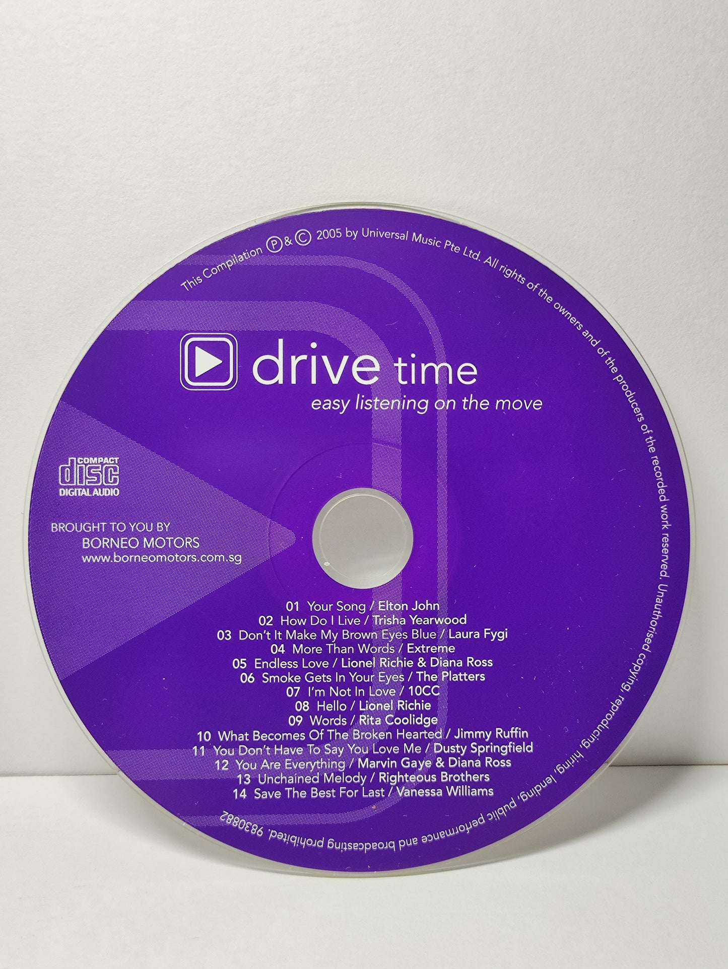 AMM25 Easy Listening On The Move Drive Time By TOYOTA Elton John Lionel Richie 10CC 2005 Singapore English CD FCP047