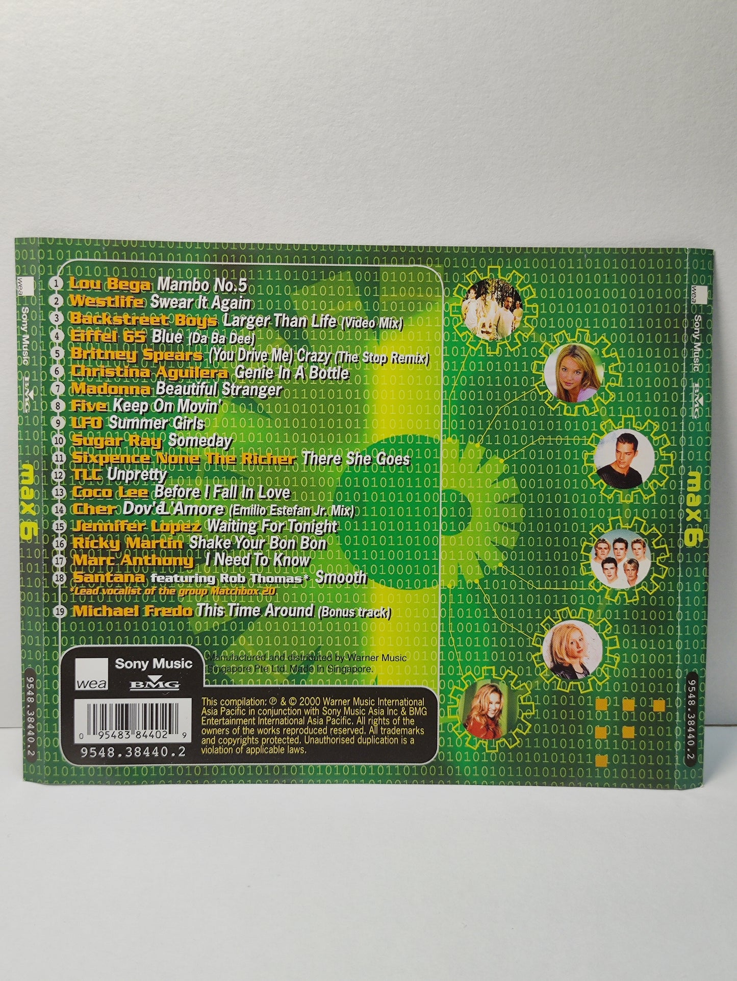 AMM25 MAX 6 19 OF TODAY'S BIGGEST HITS BACKSTREET BOYS BRITNEY SPEARS WESTLIFE RICKY MARTIN 2000 Singapore English CD FCP053