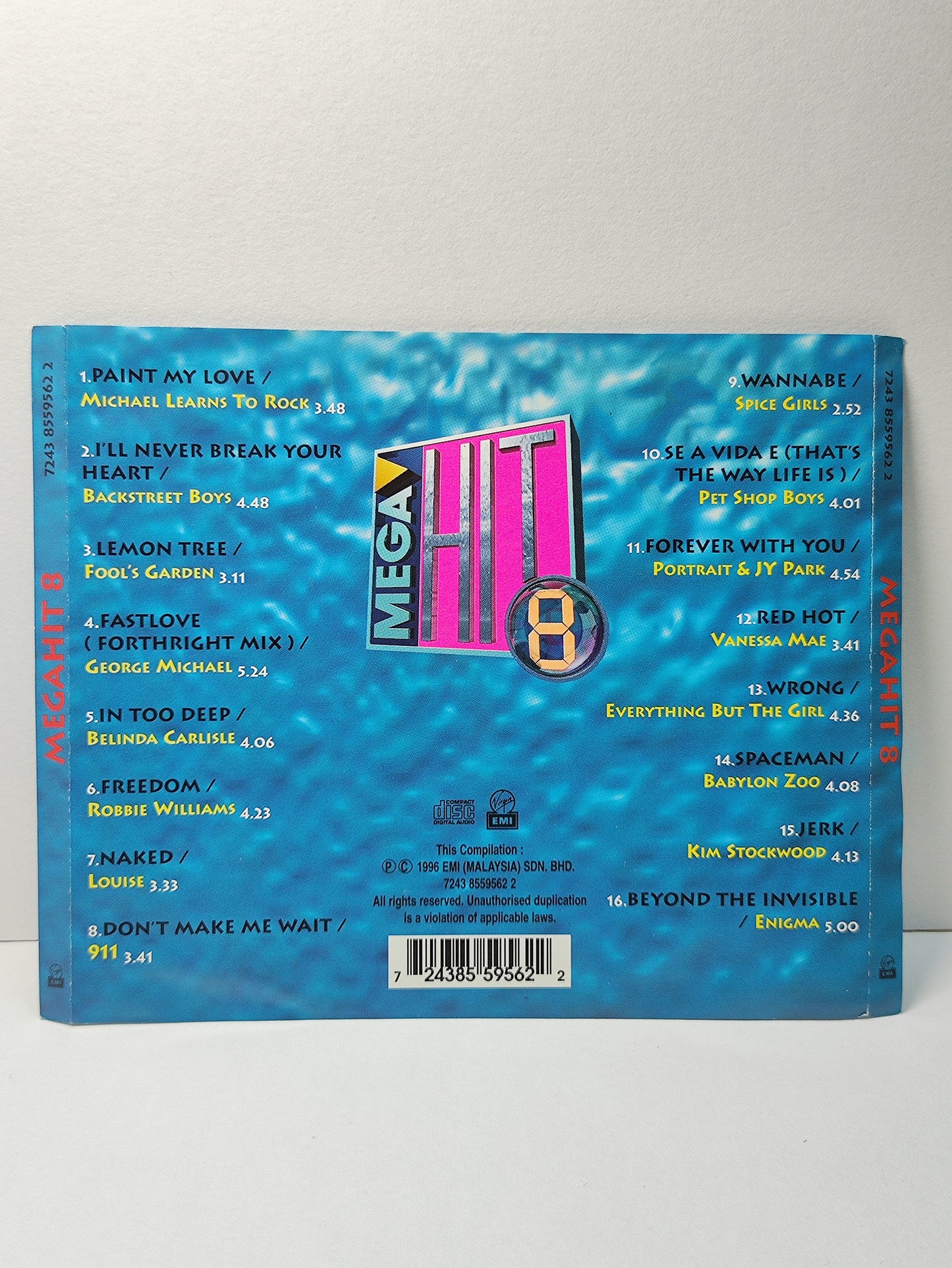 AMM25 MEGA HIT 8 MICHAEL LEARNS TO ROCK BACKSTREET BOYS SPICE GIRLS 1996 Malaysia English CD FCP054