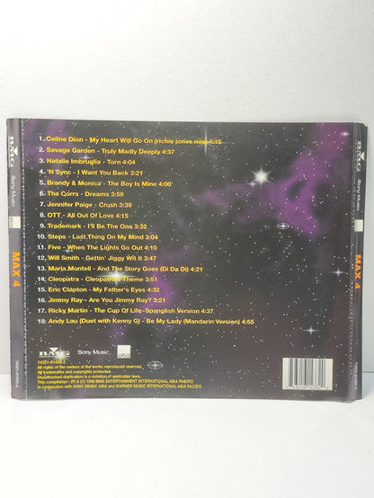 AMM25 MAX 4 18 ORIGINAL HITS CELINE DION SAVAGE GARDEN THE CORRS STEPS FIVE 1998 ASIA English CD FCP056