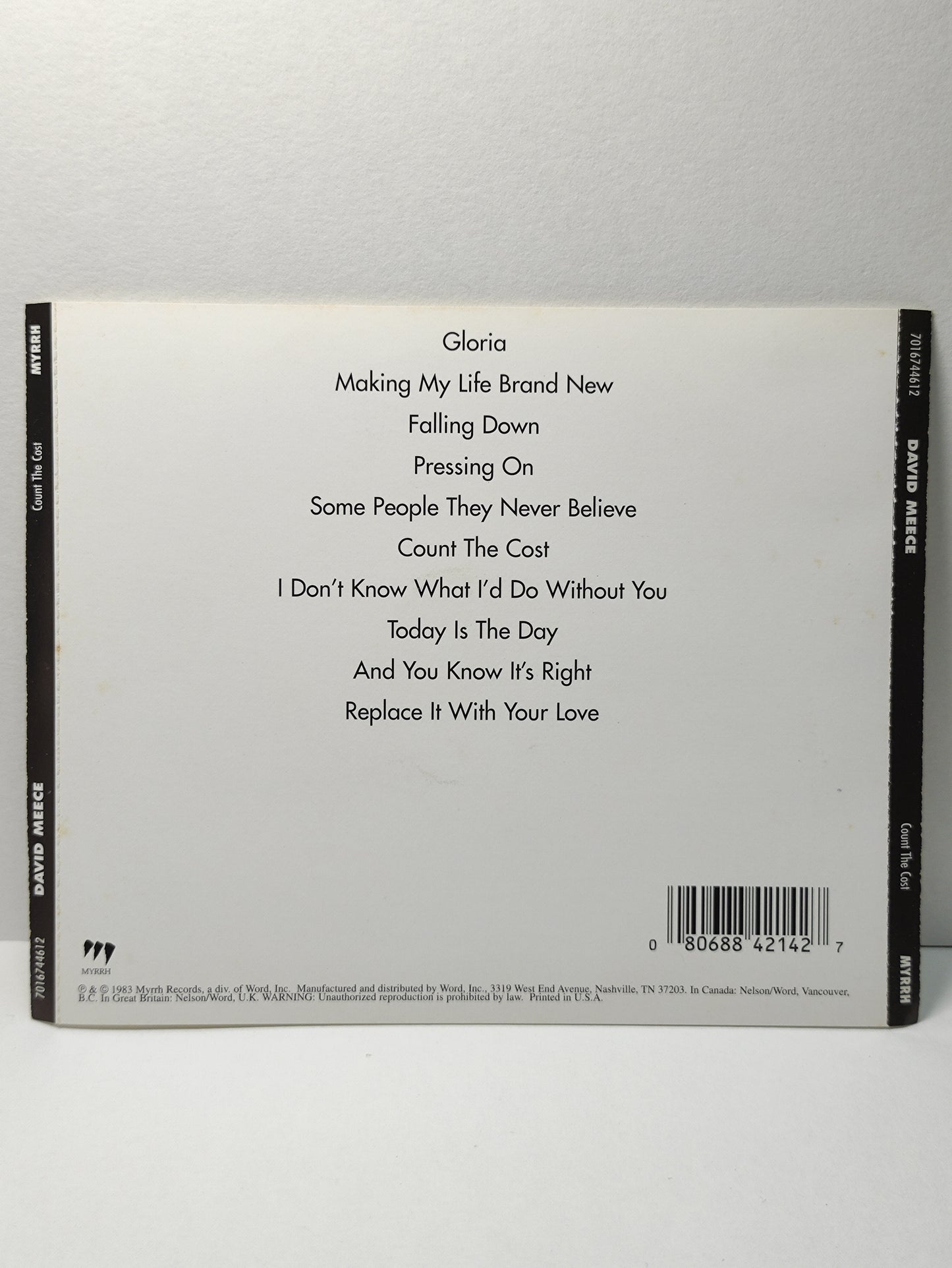 AMM25 DAVID MEECE COUNT THE COST GLORIA MAKING MY LIFE BRAND NEW 1983 USA English CD FCP058