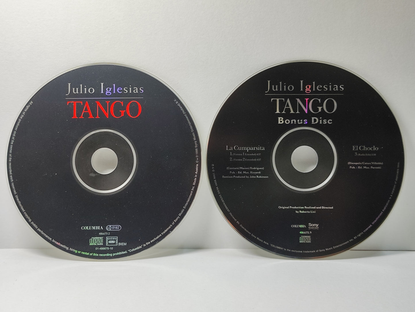AMM25 JULIO LGESIAS TANGO LA CUMPARSITA 1996 AUSTRIA English 2x CD FCP078