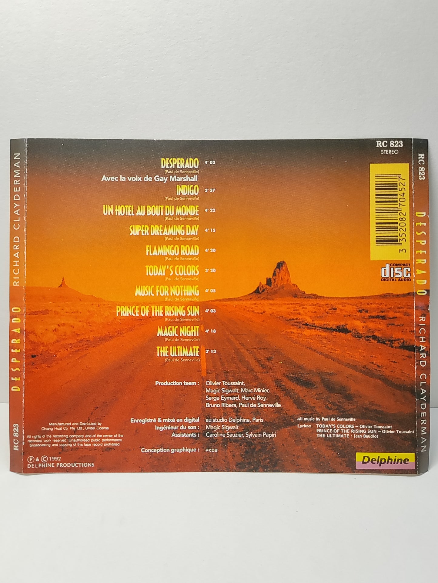 AMM25 DESPERADO RICHARD CLAYDERMAN INDIGO MUSIC FOR NOTHING 1992 SINGAPORE ENGLISH CD FCP093