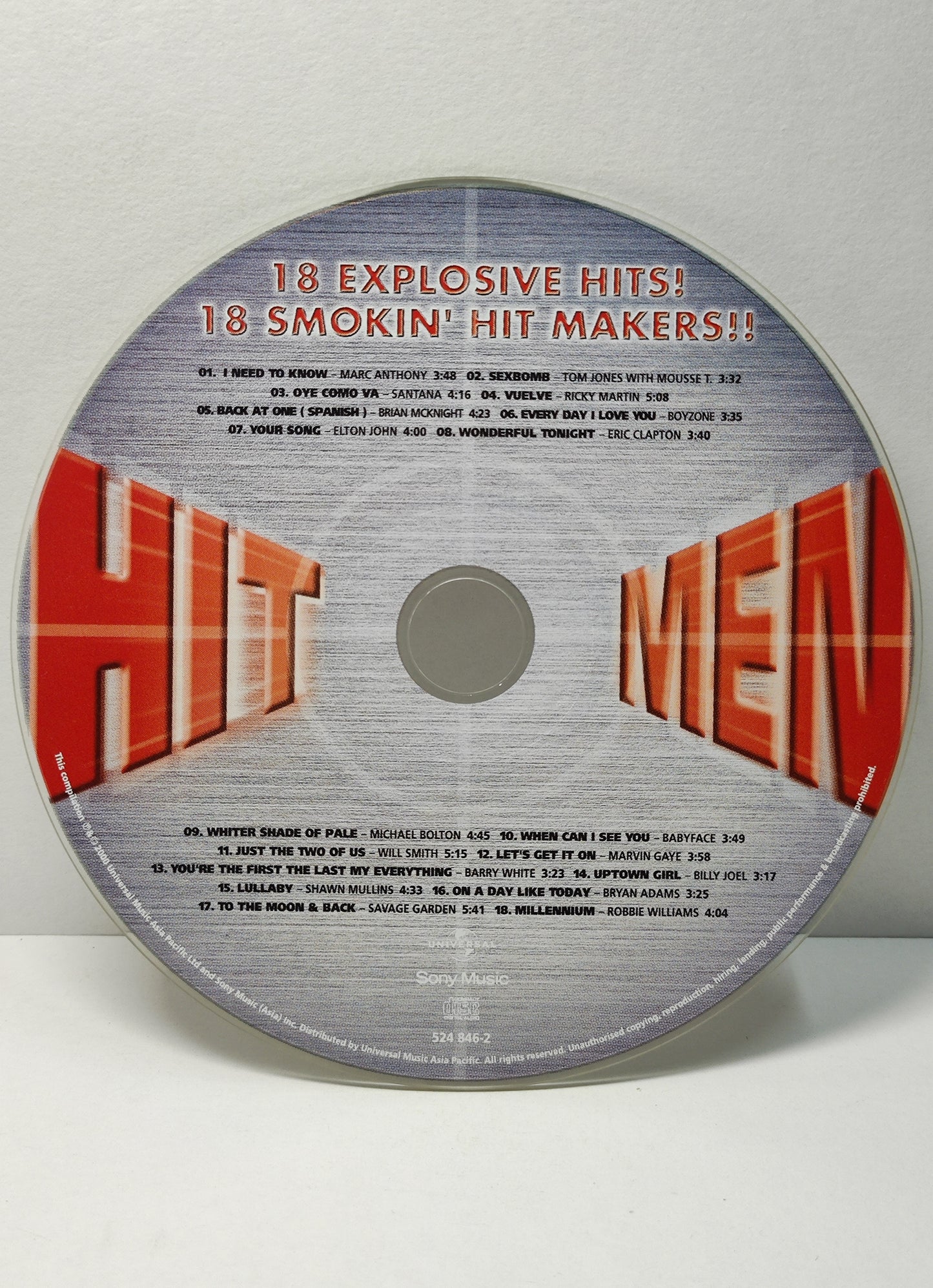 AMM25 HIT MEN BARRY WHITE BILLY JOEL ROBBIE WILLIAMS BABYEACE BOYZONE 2000 SONY ASIA ENGLISH CD FCP098
