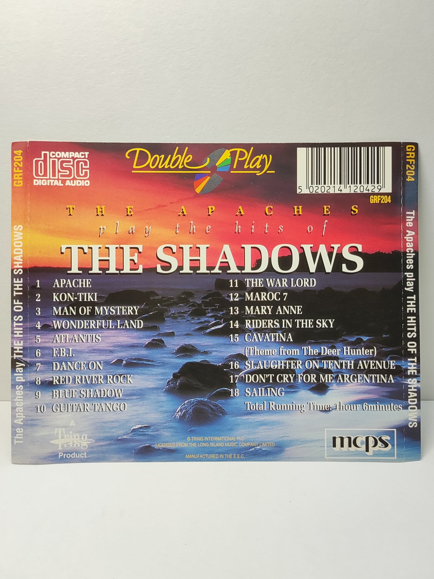 AMM25 The APACHE PLAY THE HITS OF THE SHADOWS MAN OF MYSTERY GUITAR TANGO SAILING E.E.C ENGLISH CD FCP104