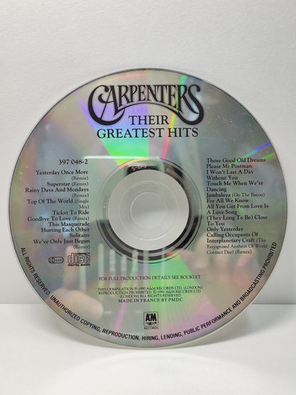 AMM25 CARPENTERS · THEIR GREATEST HITS YESTERDAY ONCE MORE SUPERSTAR ONLY YESTERDAY FRANCE ENGLISH CD FCP108