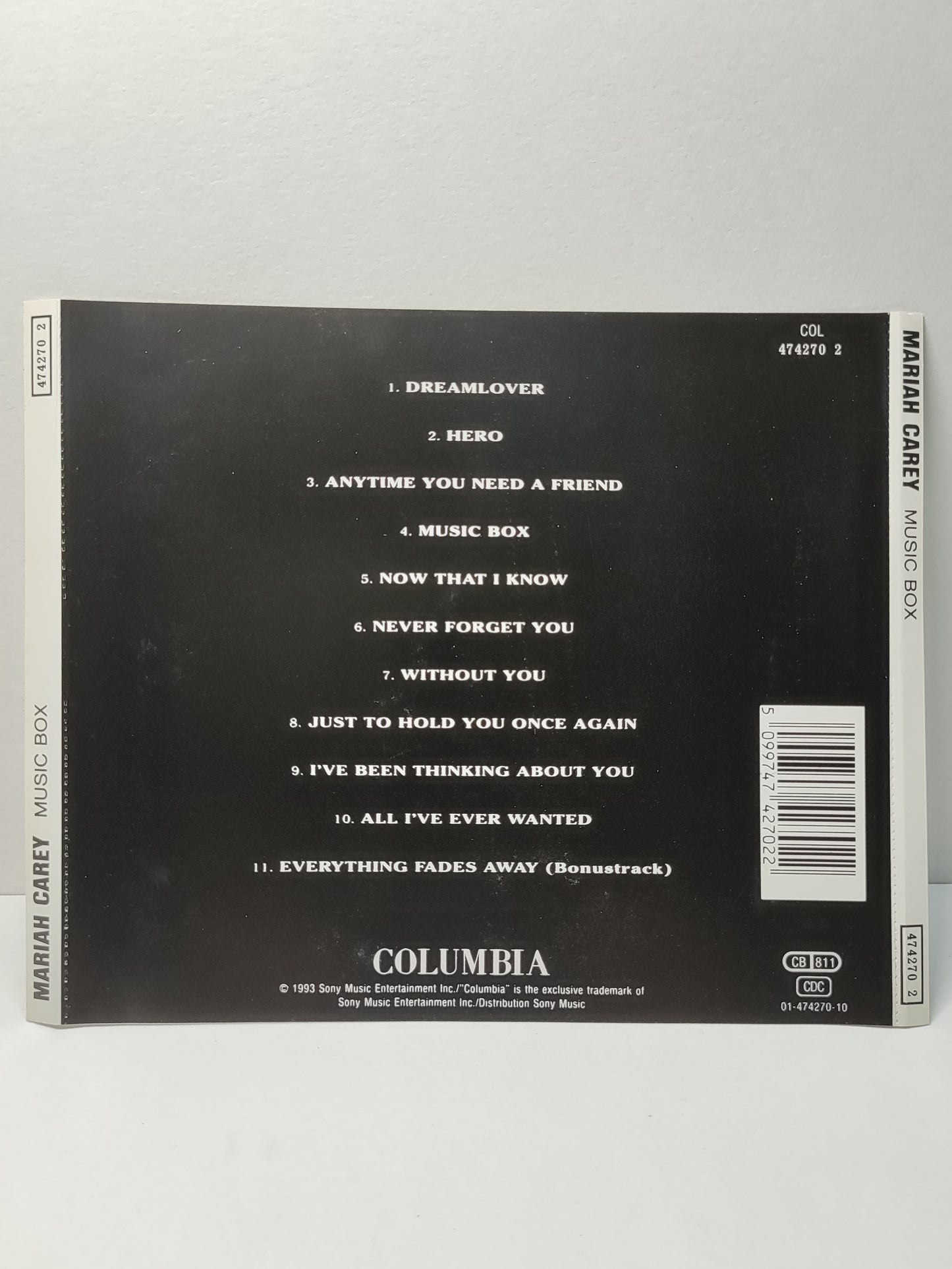 AMM25 MARIAH CAREY MUSIC BOX DREAMLOVER HERO ANYTIME YOU NEED A FRIEND 1993 SONY USA ENGLISH CD FCP109