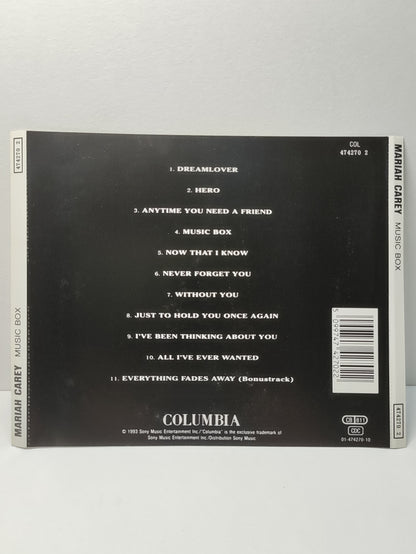 AMM25 MARIAH CAREY MUSIC BOX DREAMLOVER HERO ANYTIME YOU NEED A FRIEND 1993 SONY USA ENGLISH CD FCP109