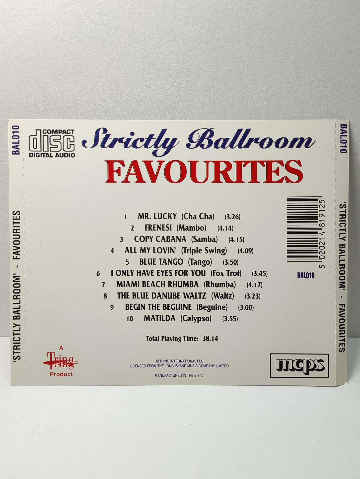 AMM25 STRICTLY BALLROOM D– FAVOURITES DANCING MUSIC MR. LUCKY (Cha Cha) FRENESI (Mambo) COPY CABANA (Samba) E.E.C ENGLISH CD FCP114