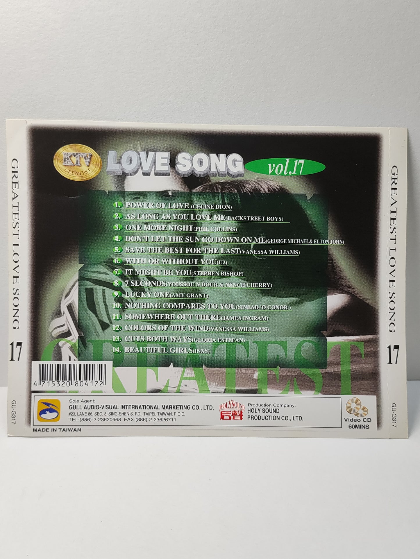 AMM25 GREATEST LOVE SONG 17 POWER OF LOVE (CELINE DION) AS LONG AS YOU LOVE ME (BACKSTREET BOYS) TAIWAN KARAOKE VIDEO CD VCD FCP123