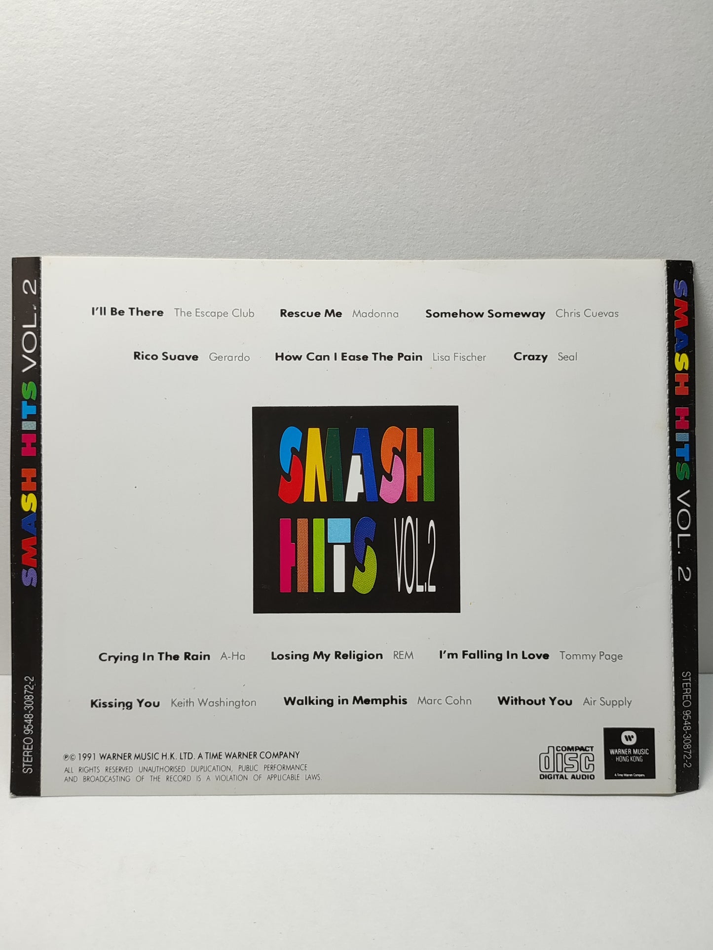 AMM25 SMASH HITS VOL. 2 TOMMY PAGE A-HA SEAL AIR SUPPLY MADONNA 1991 HONG KONG ENGLISH CD FCP148