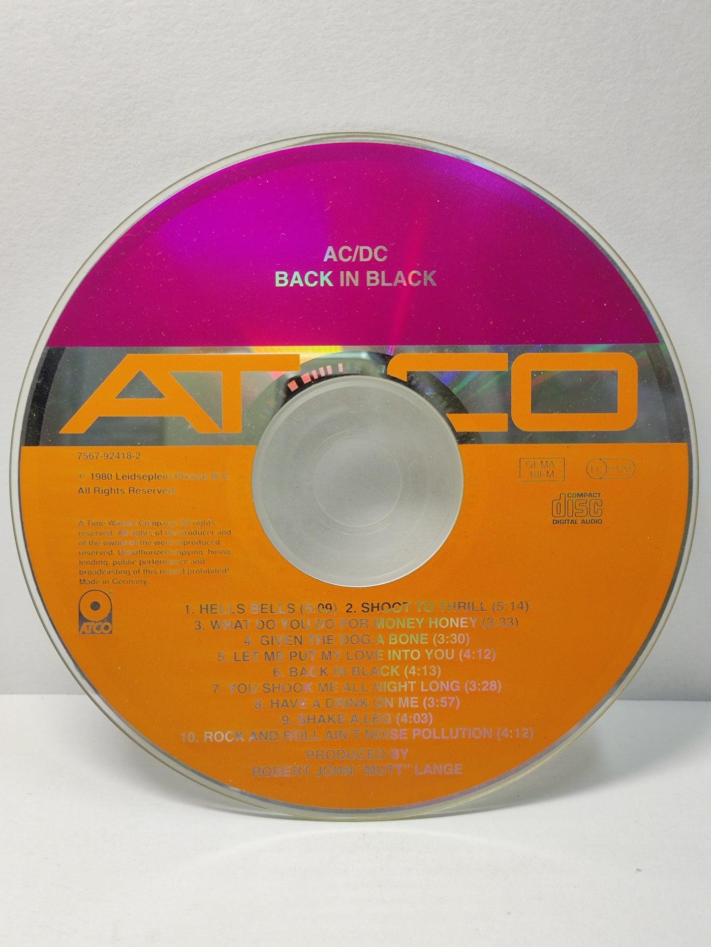 AMM25 AC/DC BACK IN BLACK HELLS BELLS SHOOT TO THRILL SHAKE A LEG 1980 GERMANY ENGLISH CD FCP166