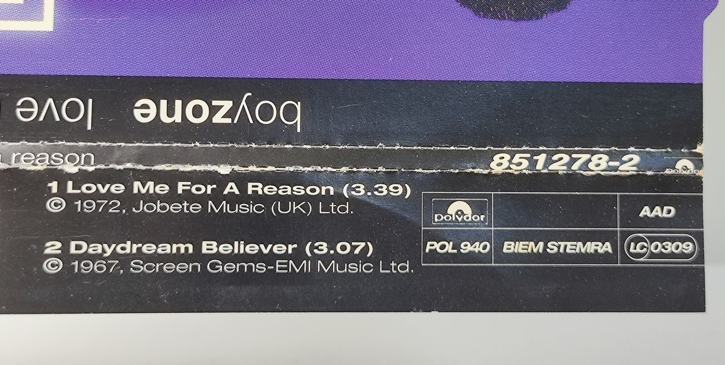 AMM25 BOYZONE LOVE ME FOR A REASON DAYDREAM BELIEVER 1994 IRELAND ENGLISH CD FCP170