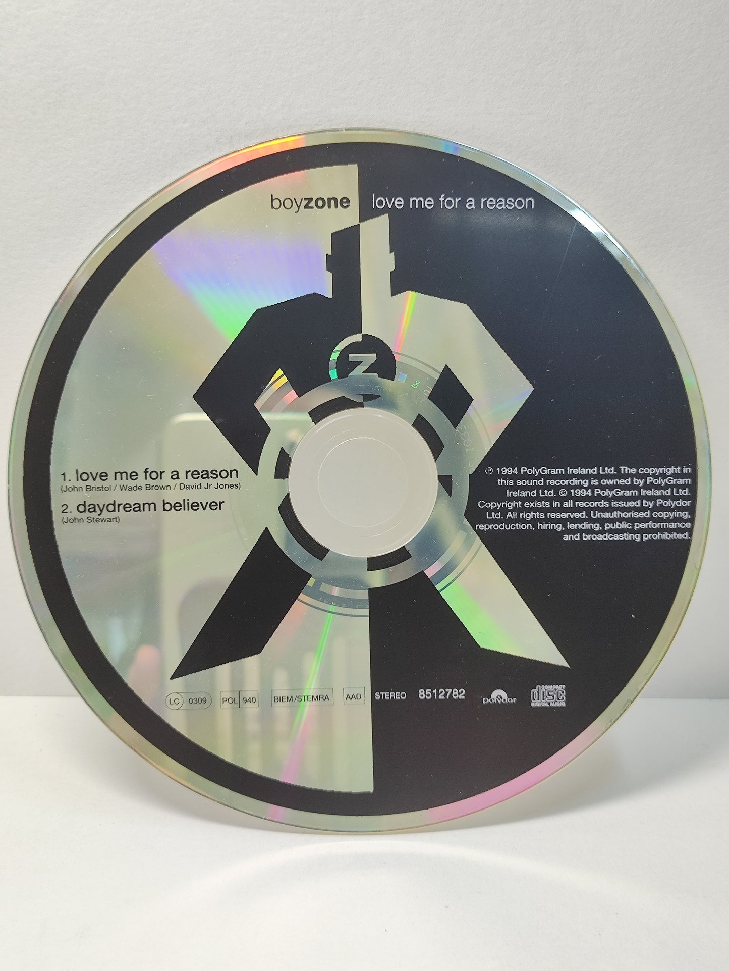 AMM25 BOYZONE LOVE ME FOR A REASON DAYDREAM BELIEVER 1994 IRELAND ENGLISH CD FCP170