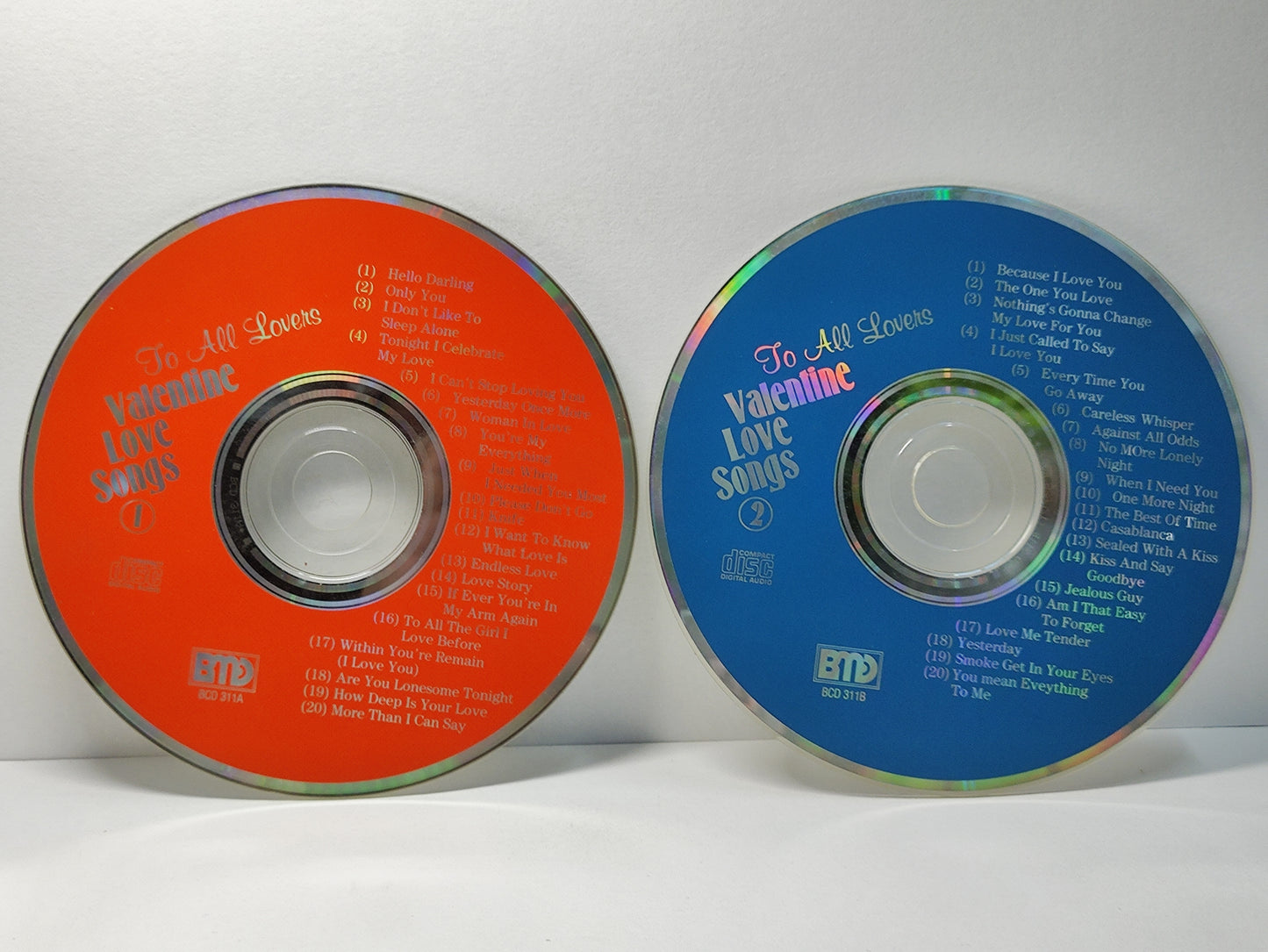 AMM25 TO ALL LOVERS VALENTINE LOVE SONGS 1 & 2 BECAUSE I LOVE YOU THE ONE YOU LOVE SINGAPORE ENGLISH 2x CD FCP176