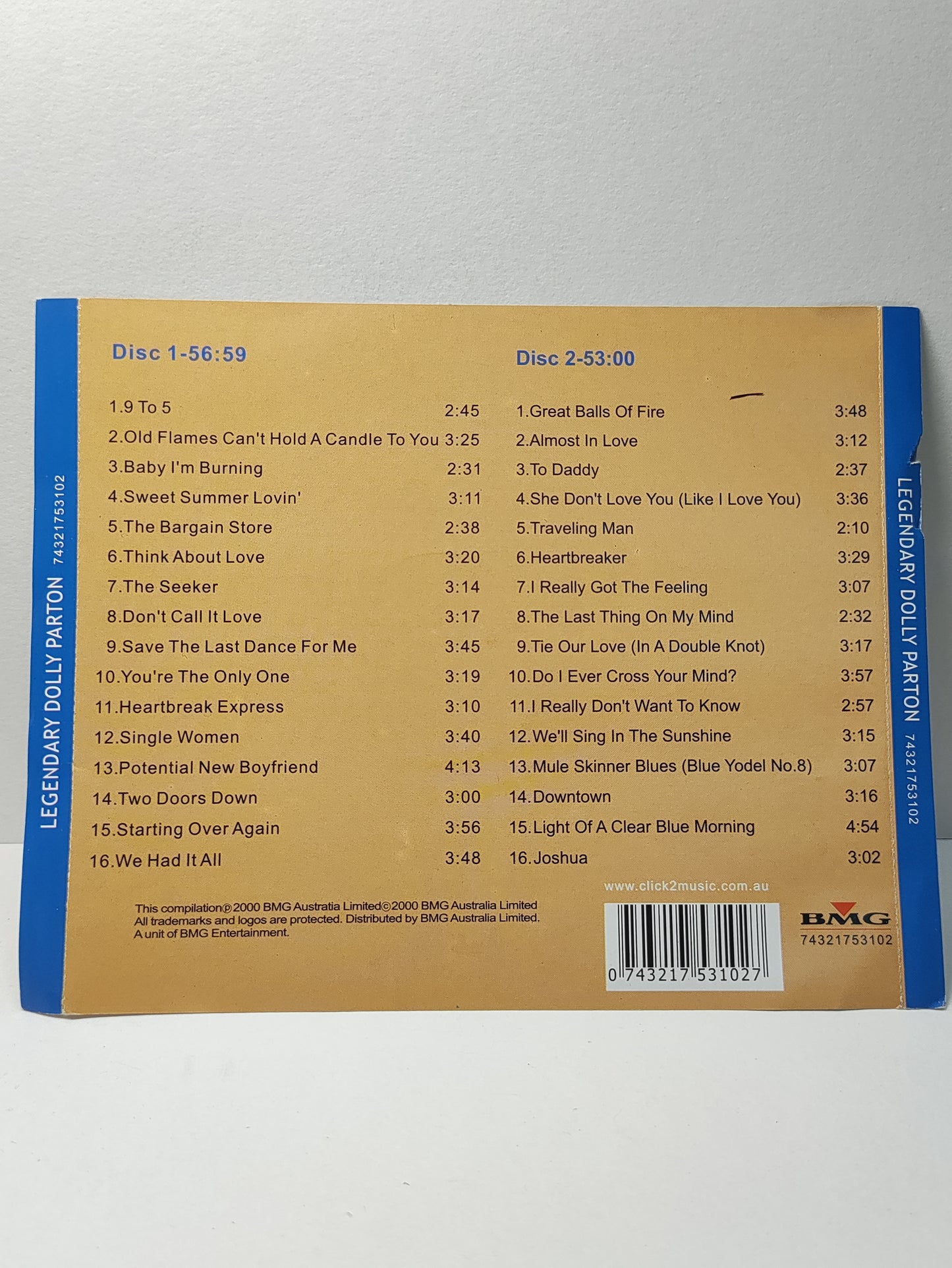 AMM25 LEGENDARY DOLLY PARTON 9 TO 5 BABY I’M BURING HEARTBREAKER 2000 AUSTRALIA ENGLISH 2x CD FCP180