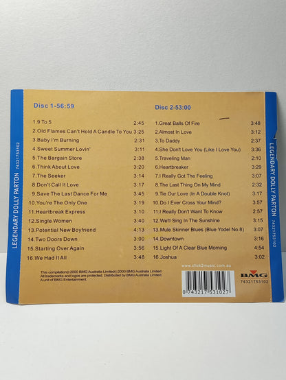 AMM25 LEGENDARY DOLLY PARTON 9 TO 5 BABY I’M BURING HEARTBREAKER 2000 AUSTRALIA ENGLISH 2x CD FCP180