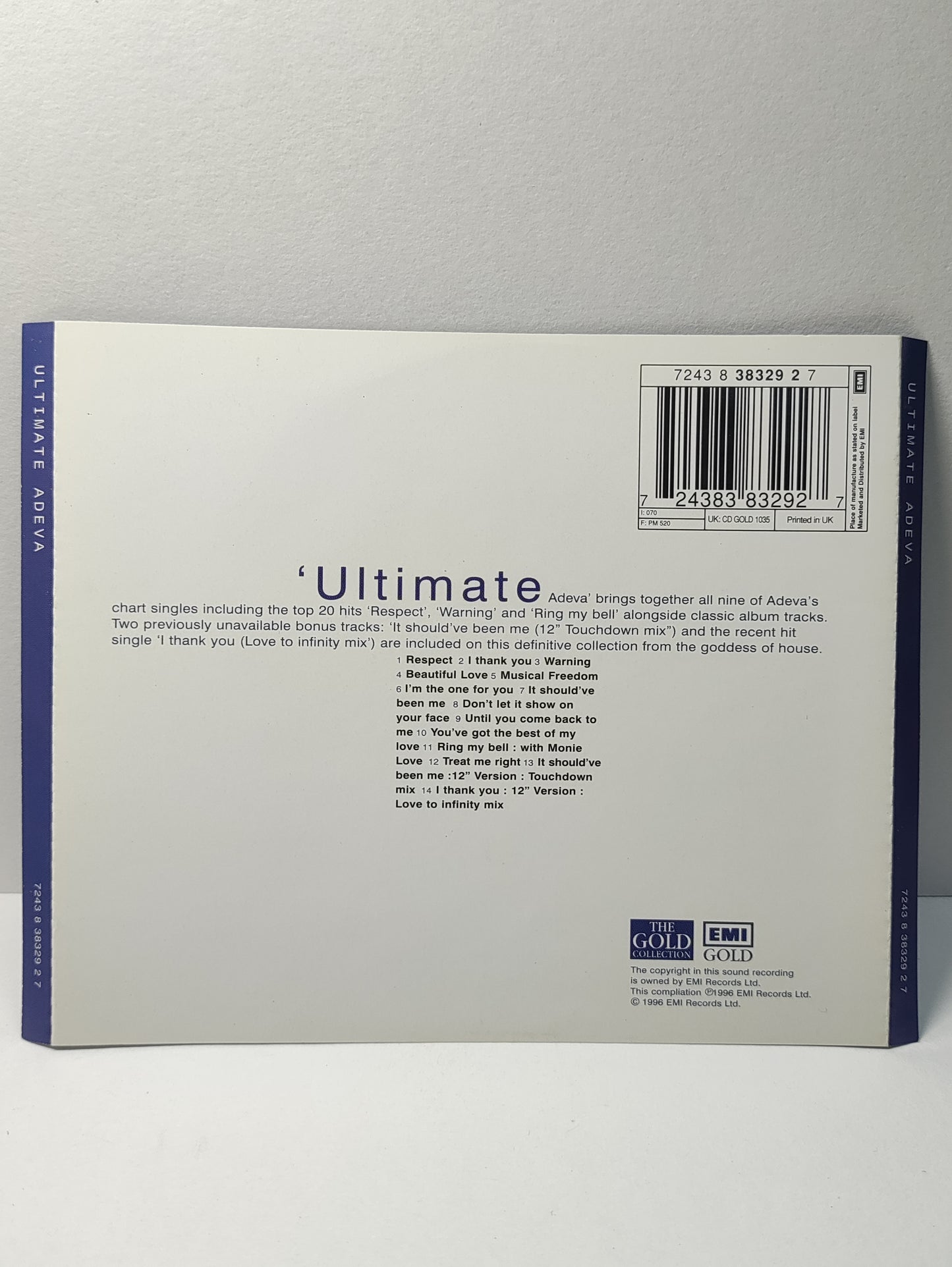 AMM25 ULTIMATE ADEVA RESPECT I THANK YOU WARNING BEAUTIFUL LOVE 1996 UK ENGLISH CD FCP184