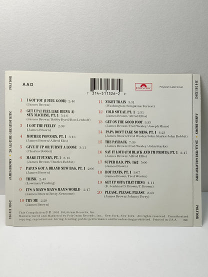 AMM25 JAMES BROWN 20 ALL-TIME GREATEST HITS! I GOT YOU (I FEEL GOOD) IT'S A MAN'S MAN'S MAN'S WORLD 1991 USA ENGLISH CD FCP207