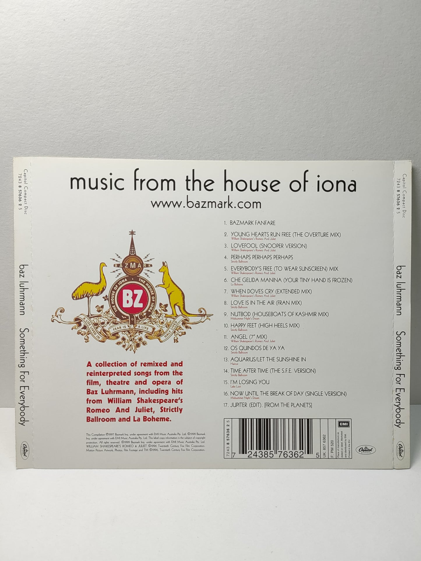 AMM25 BAZ LUHRMANN SOMETHING FOR EVERYBODY YOUNG HEARTS RUN FREE LOVEFOOL 1997 EU ENGLISH CD FCP213