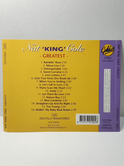 AMM25 NAT KING COLE GREATEST HITS RAMBLIN ROSE MONA LISA UNFORGETTABLE 1991 PORTUGAL ENGLISH CD FCP230