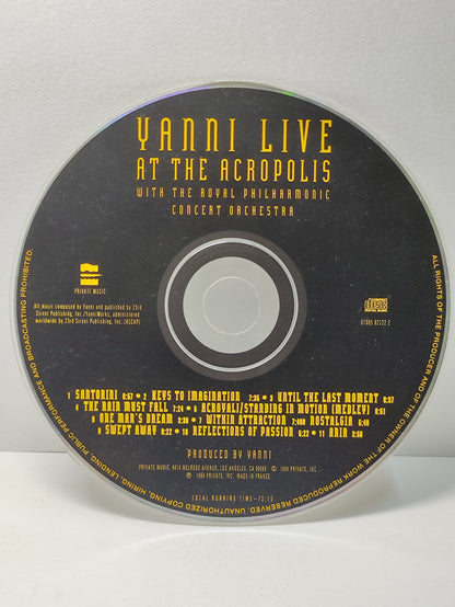 AMM25 YANNI LIVE AT THE ACROPOLIS WITH THE ROVAL PHILHARMONIC CONCERT ORCHESTRA 1994 FRANCE ENGLISH CD FCP236