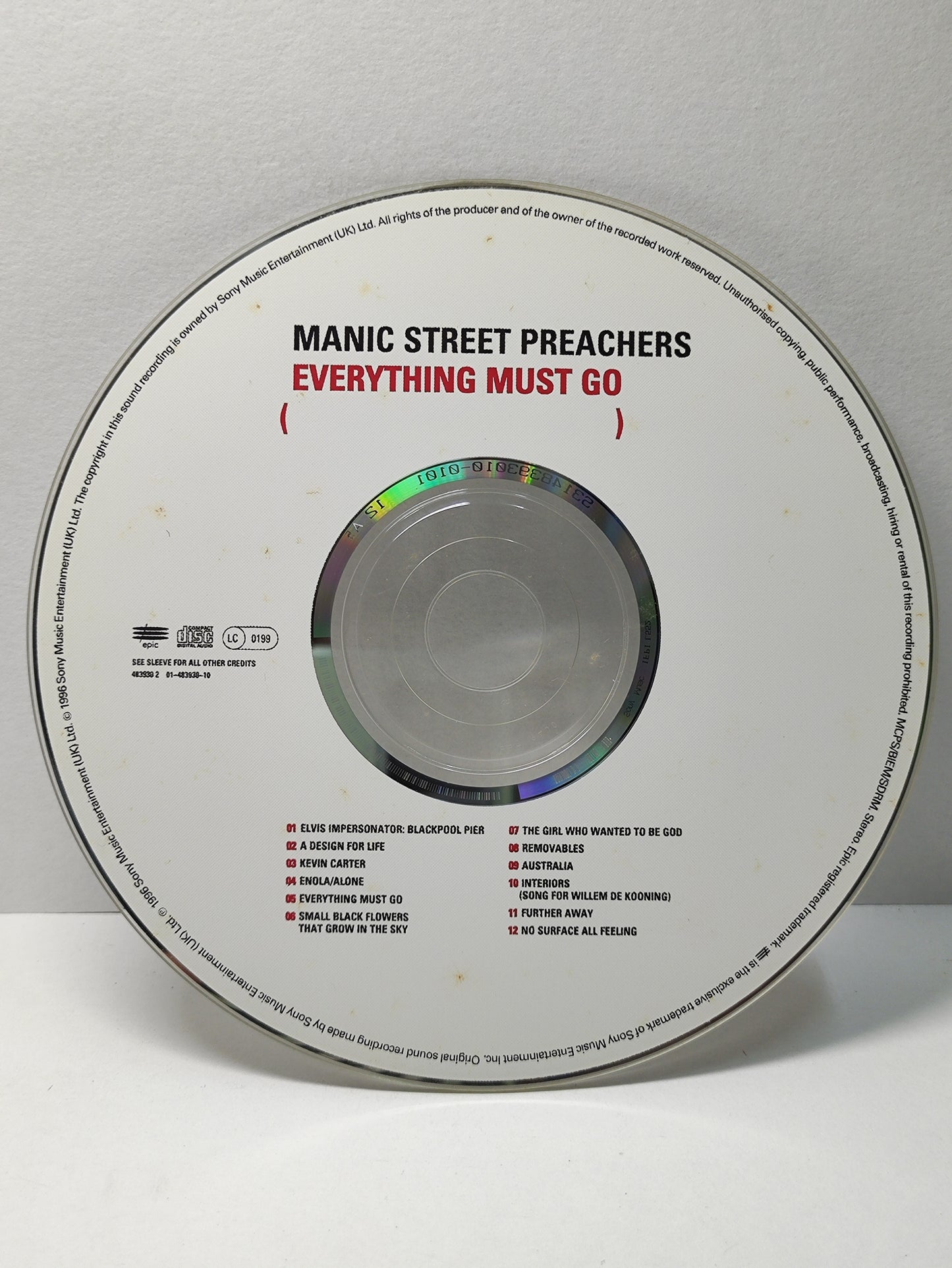 AMM25 MANIC STREET PREACHERS EVERYTHING MUST GO A DESIGN FOR LIFT 1996 UK ENGLISH CD FCP241