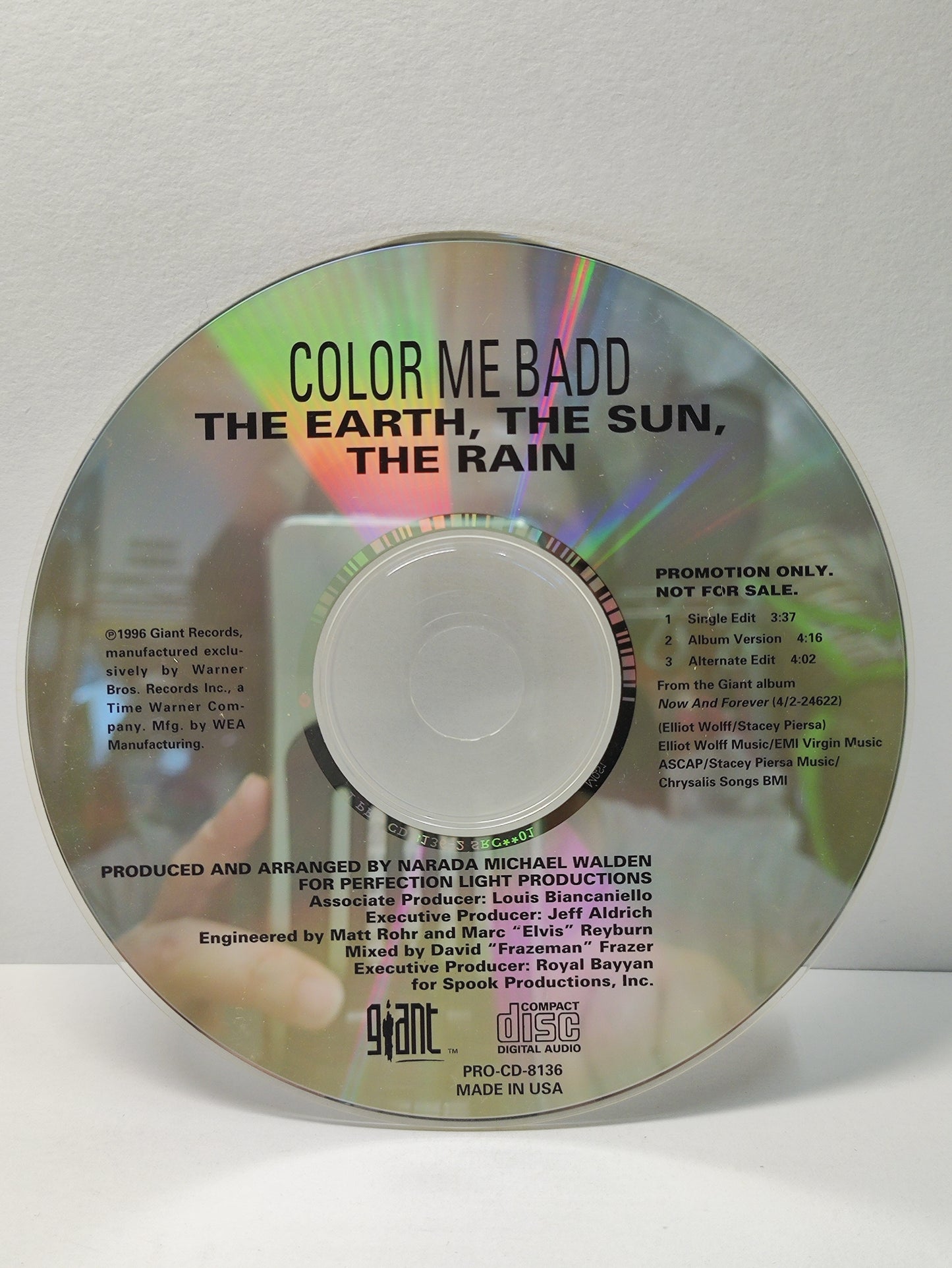 AMM25 COLOR ME BADD THE EARTH, THE SUN, THE RAIN 1996 USA PROMOTIONAL ENGLISH CD FCP251