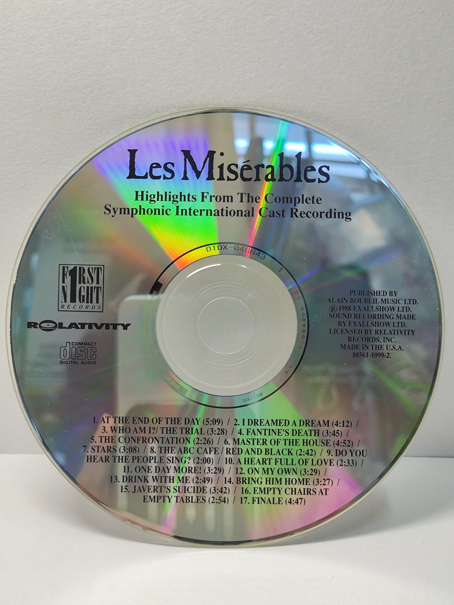 AMM25 Les Miserables Highlights From The Complete Symphonic International Cast Recording 1988 USA ENGLISH CD FCP252
