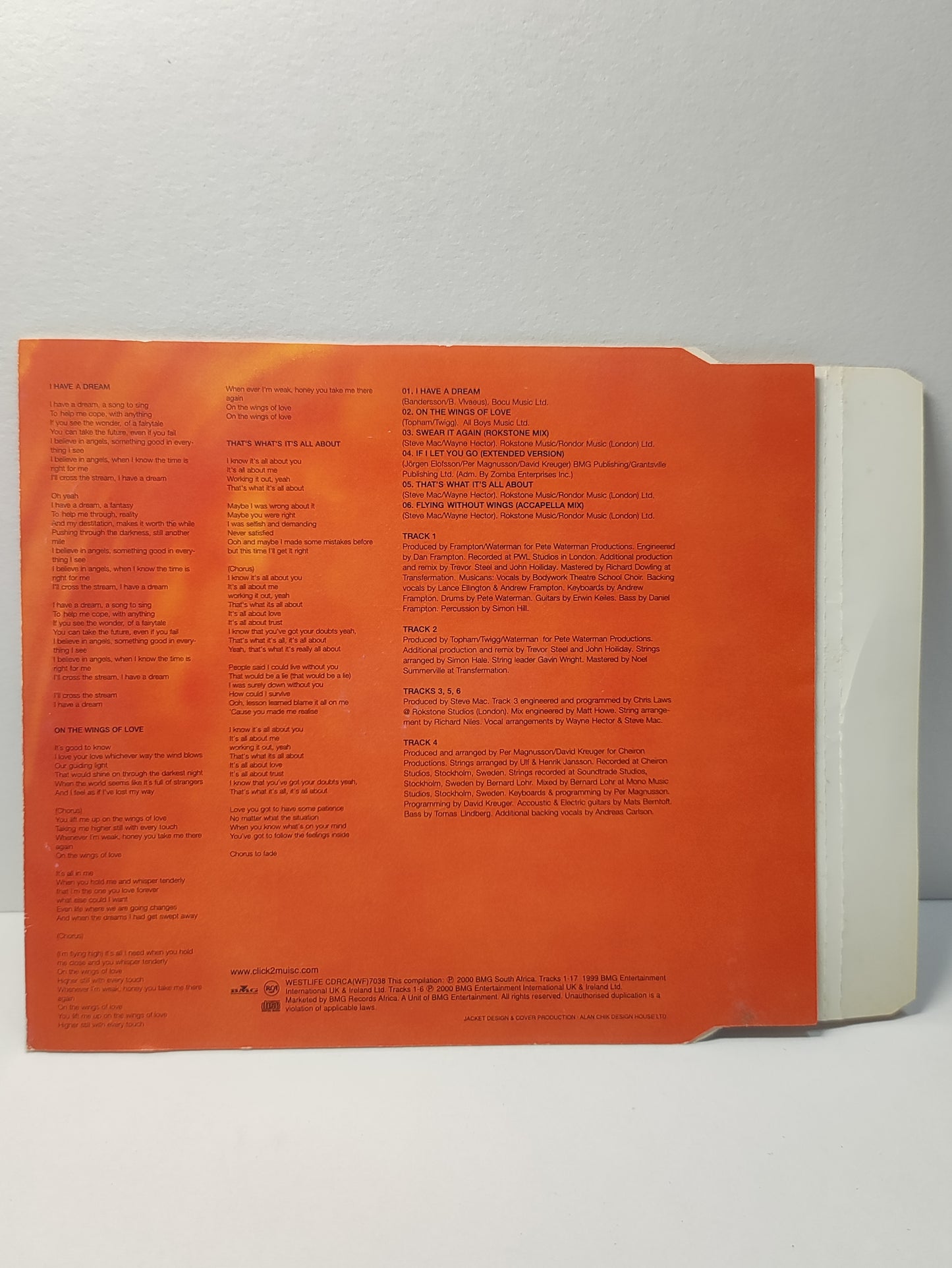 AMM25 WESTLIFE SPECIAL EDITION I HAVE A DREAM FLYING WITHOUT WINGS 2000 EU ENGLISH CD FCP258