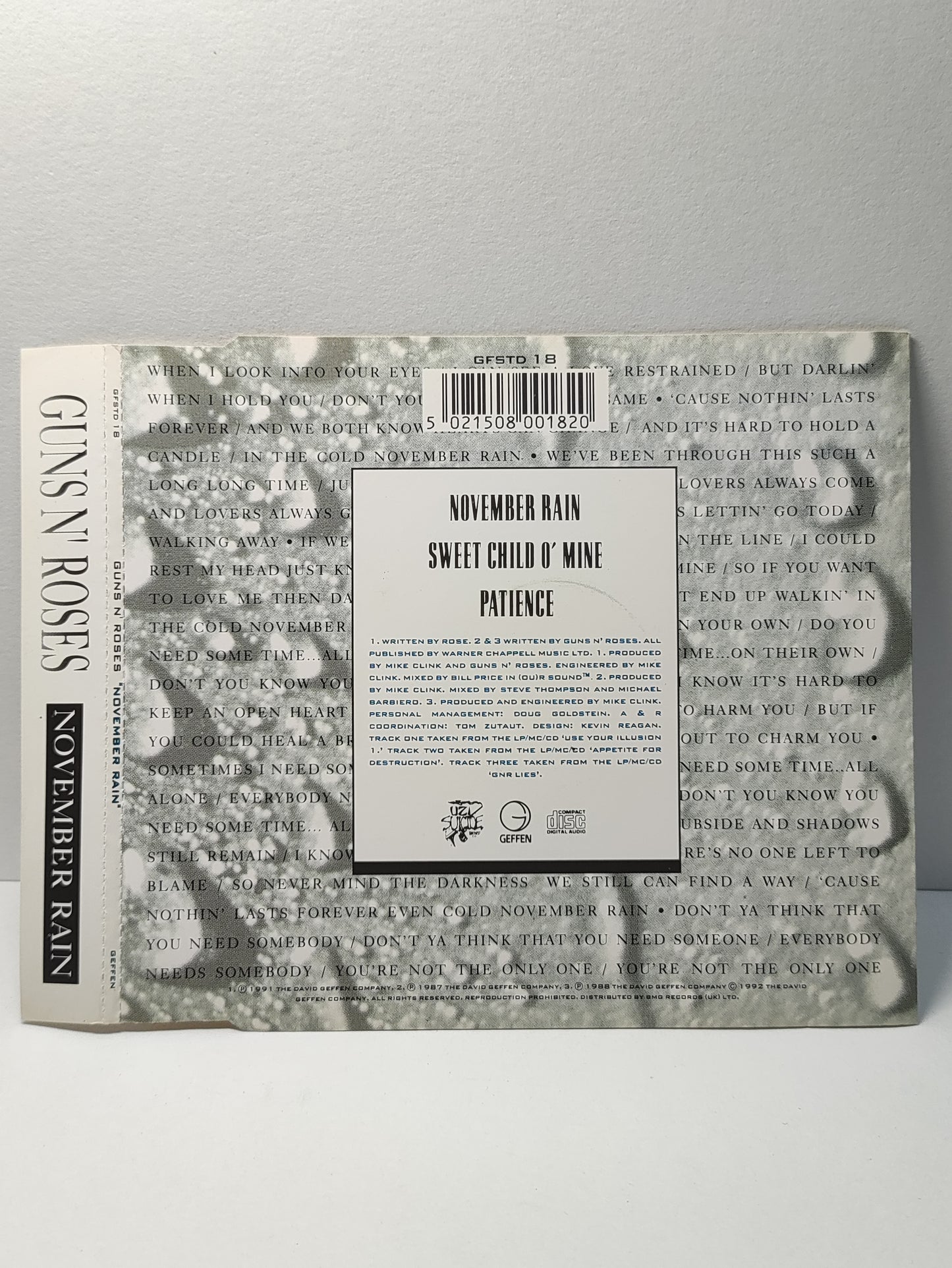 AMM25 GUNS N' ROSES LIMITED EDITION NOVEMBER RAIN NOVEMBER RAIN SWEET CHILD O' MINE 1998 UK ENGLISH CD FCP264