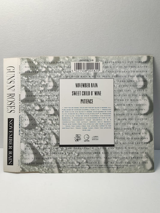 AMM25 GUNS N' ROSES LIMITED EDITION NOVEMBER RAIN NOVEMBER RAIN SWEET CHILD O' MINE 1998 UK ENGLISH CD FCP264