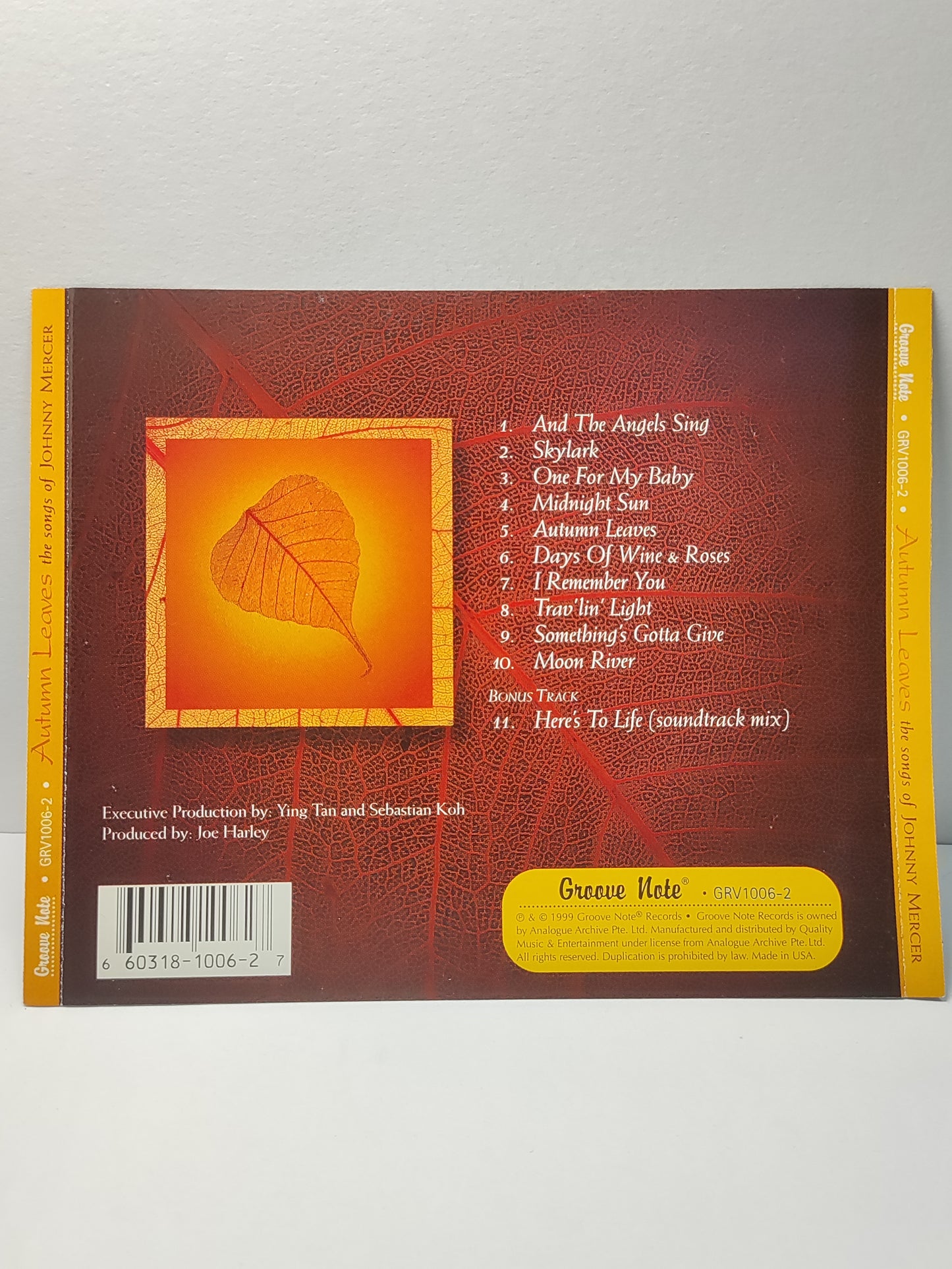 AMM25 JACINTHA AUTUMN LEAVES THE SONGS OF JOHNNY MERCER HERE’S TO LIFE 1999 USA ENGLISH CD FCP284