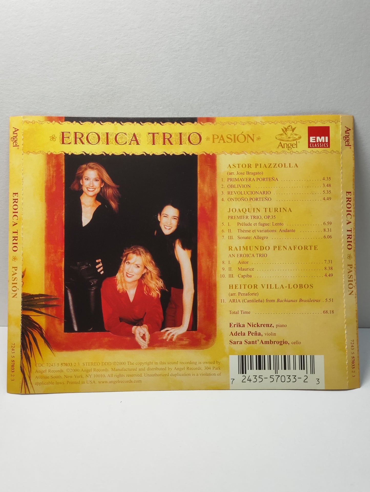 AMM25 EROICA TRIO PASIÓN ASTOR PIAZZOLLA JOAQUIN TURINA RAIMUNDO PENAFORTE HEITOR VILLA-LOBOS 2000 USA ENGLISH CD FCP287