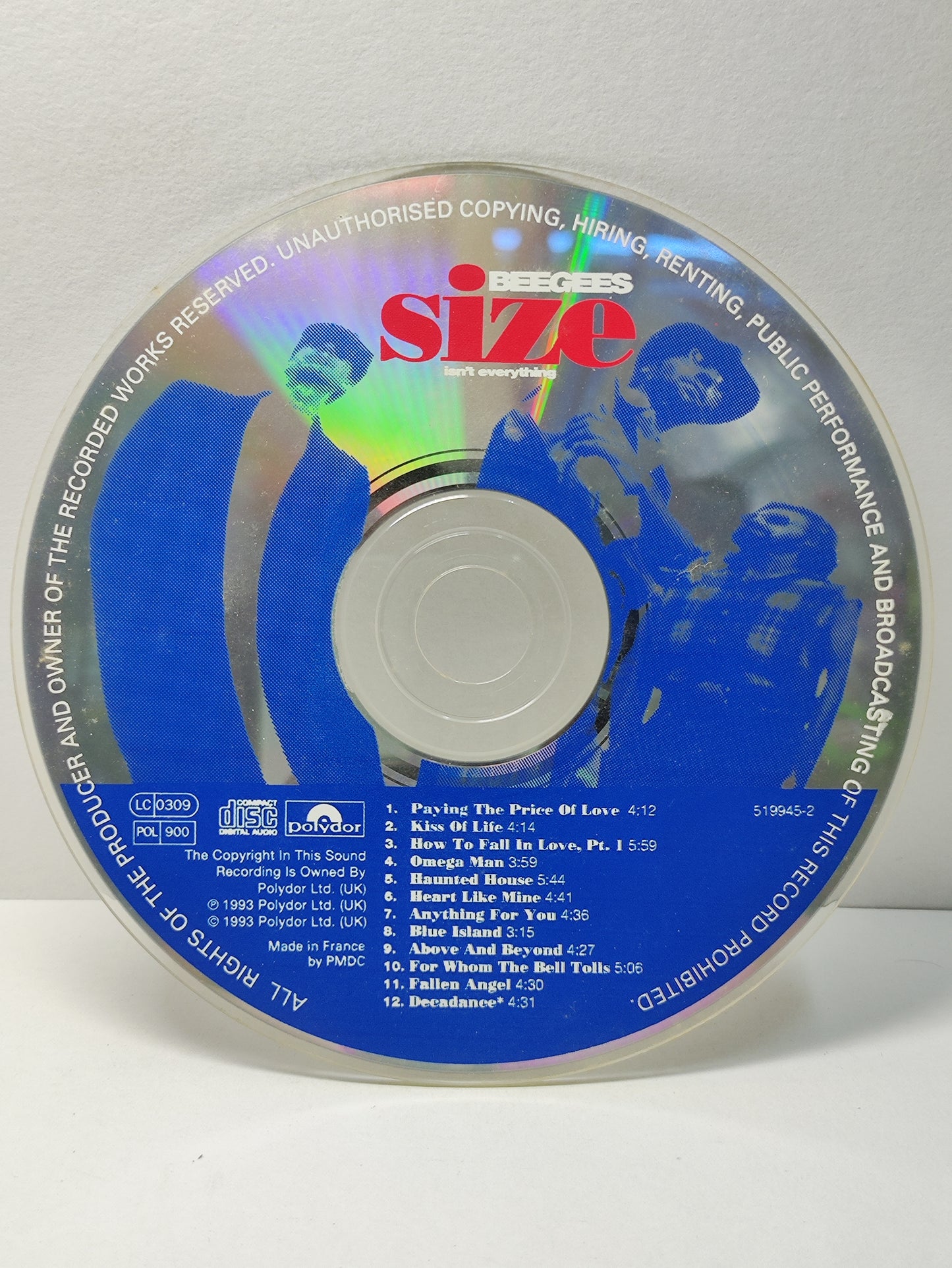 AMM25 BEE GEES SIZE ISN’T EVERYTHING FOR WHO THE BELL TOLLS 1993 POLYDOR UK ENGLISH CD FCP296