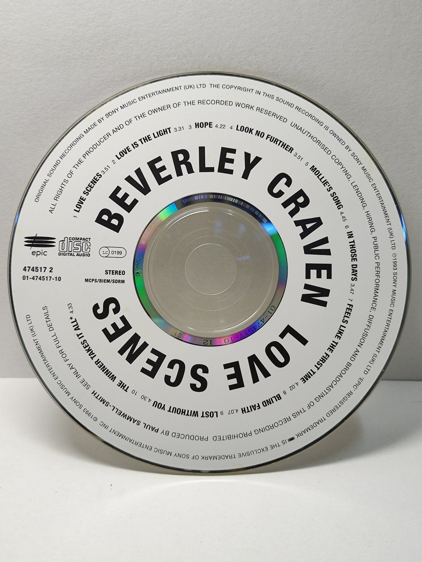 AMM25 BEVERLEY CRAVEN LOVE SCENES LOVE IS THE LIGHT LOOK NO FURTHER 1993 UK ENGLISH CD FCP300