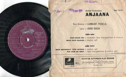 India Bollywood Hindi OST 1969 Anjaana Laxmikant Pyarelal EMI 7" EP IBEP193