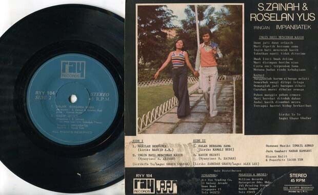 AMM18 Rare S.Zainah & Roselan Yus Duet Mega Rare Impianbatek Malay Band 7" EP MEP349
